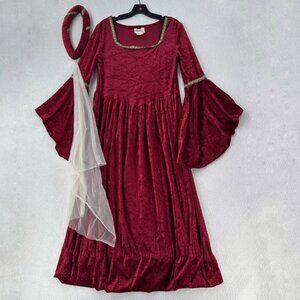 Medieval Renaissance Burgundy Vampire Costume Adult MED Cosplay Medieval